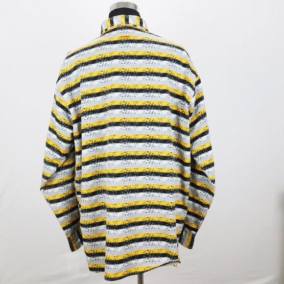 Entrig Yellow Black Stripe Polyester Long Sleeve Button-Up Mens XXL Shirt - Picture 2 of 6